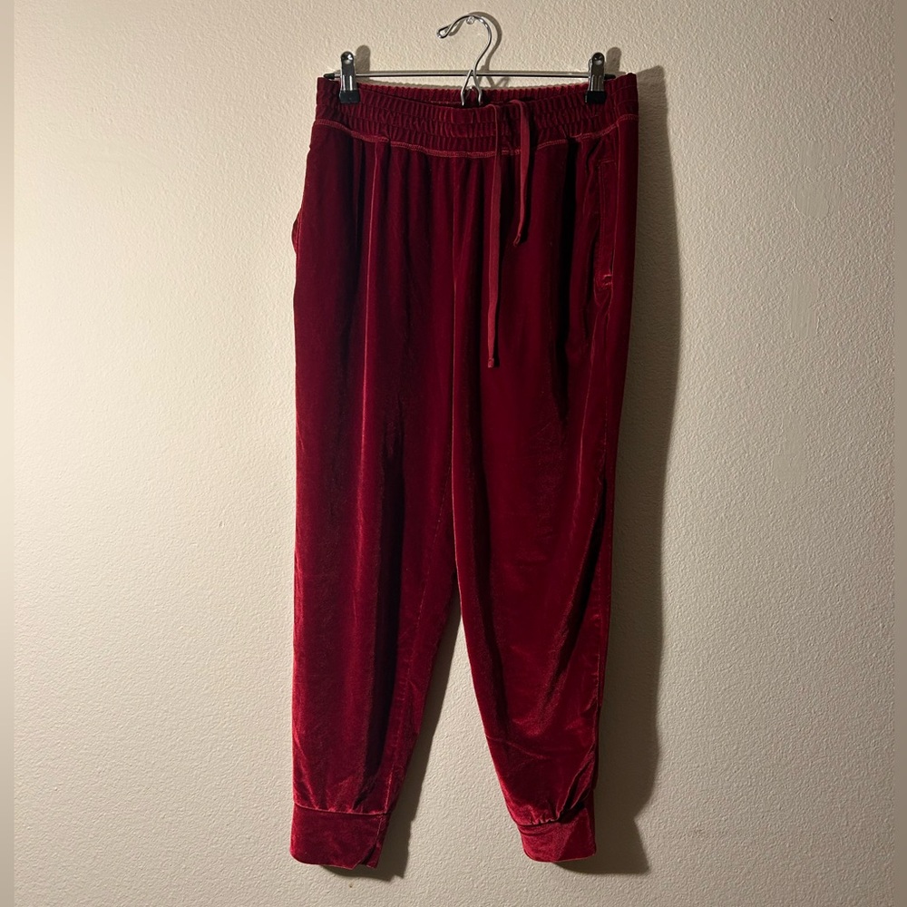 Fabletics Burgundy Velvet Joggers